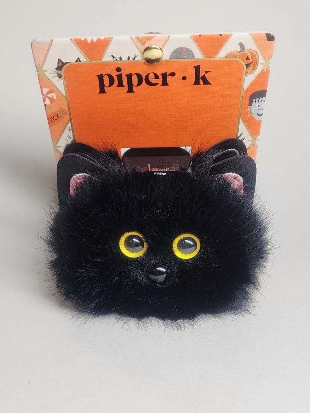 Piper Black Plush Cat Hair Clip - Picture 1 of 1
